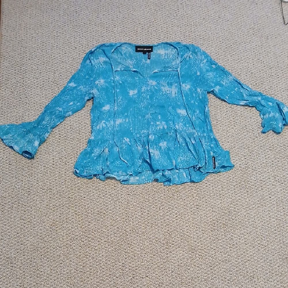 DKNY Turquoise Women's Blouse Size S